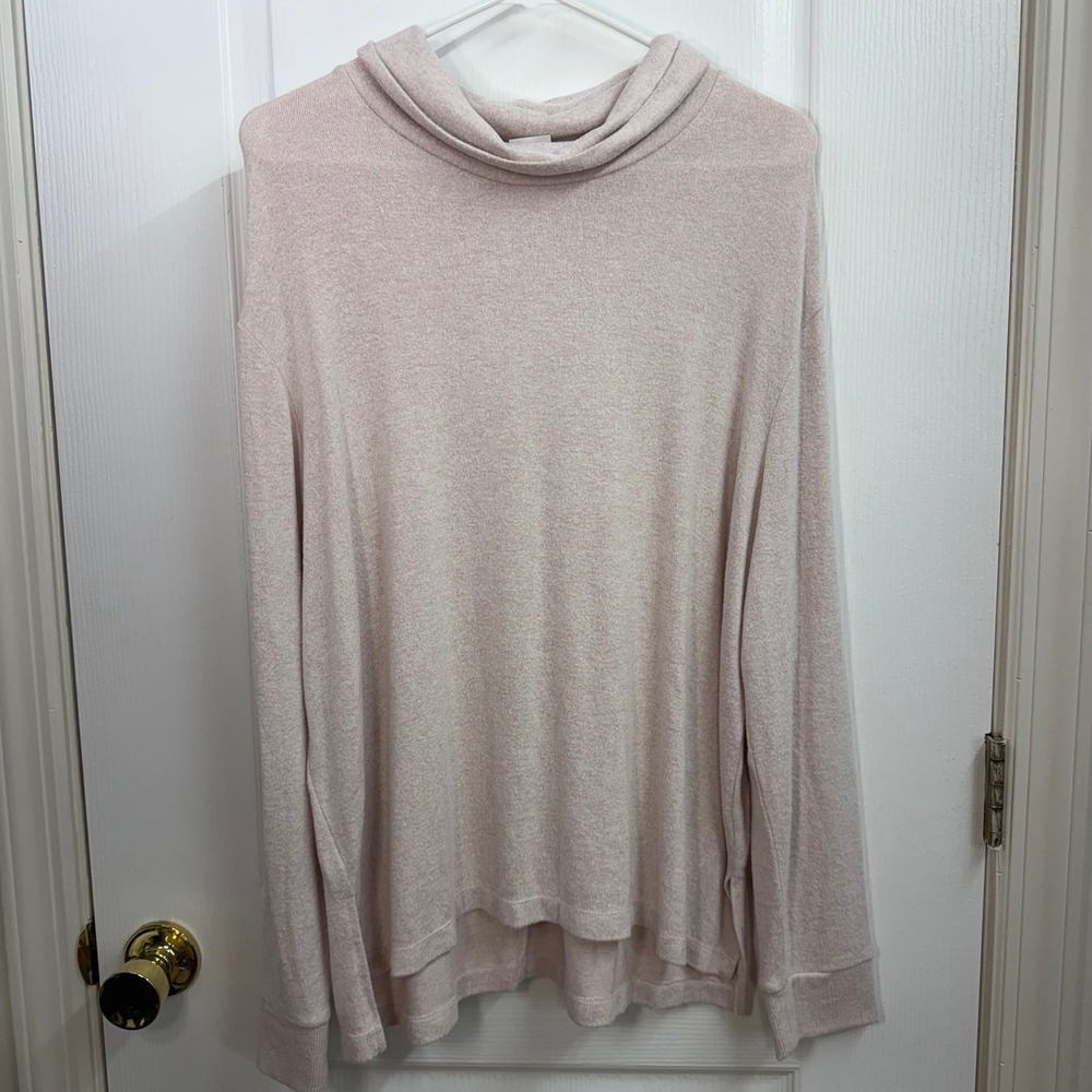 Stars Above pale pink soft cowl neck knit sweater lounge stretch pullover shirt